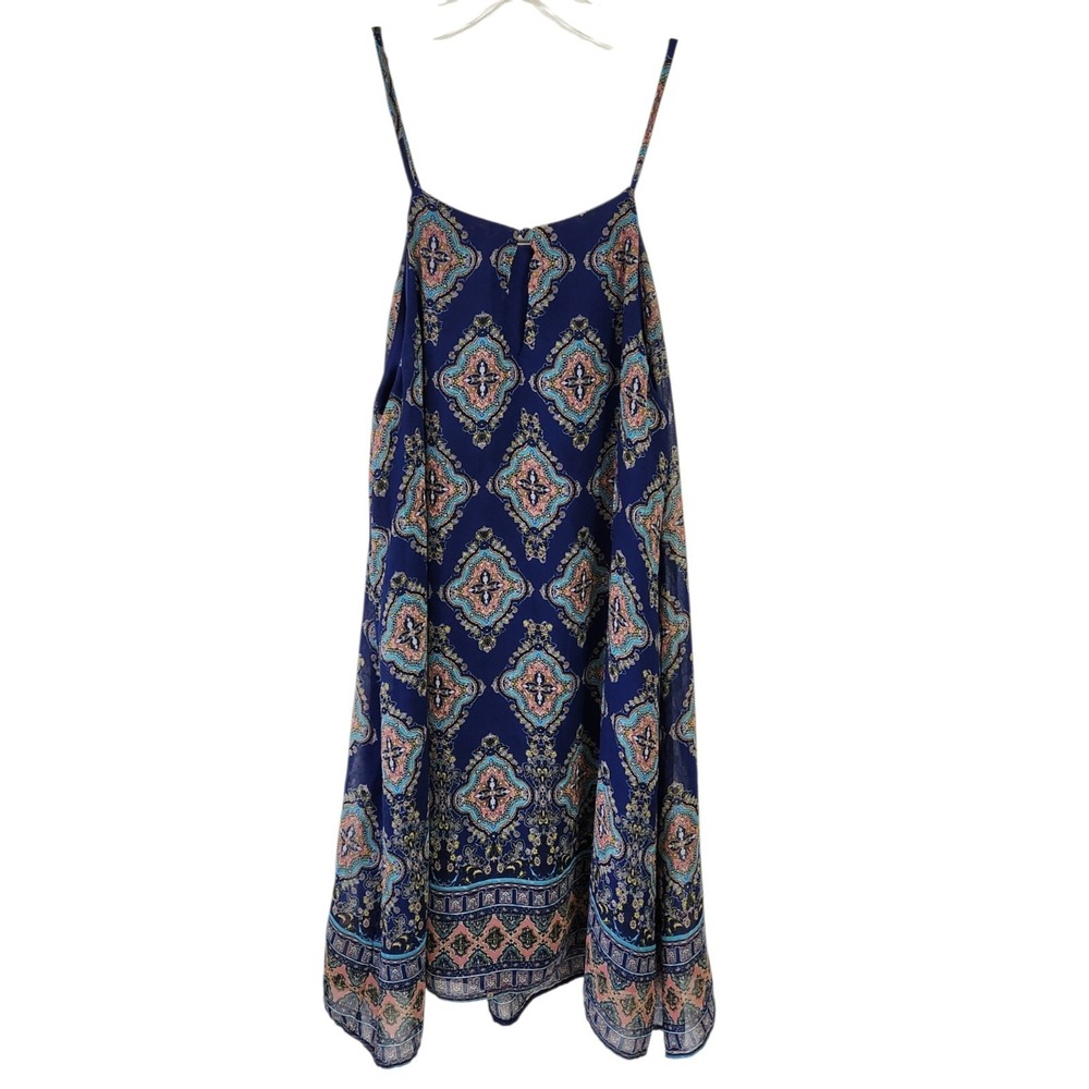 Sweet Wanderer Womens Tank Top Small Blue Boho Sleeveless Keyhole Flowy